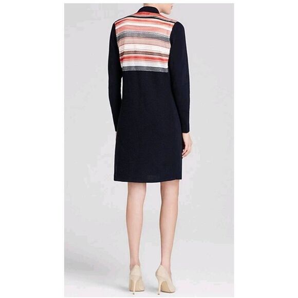 MAGASCHONI BRAND. NAVY/ ORANGEBOMBRE STRIPE CARDIGAN LONG SLEEVE, NWOT, SZ. S - Picture 2 of 7
